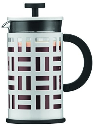 BODUM 1 Litre 34 oz 8-Cup Stainless Steel Frame Eileen Coffee Maker, White