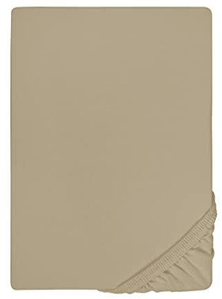 biberna Jersey-Elastic-Spannbetttuch 0077866 (Matratzenhöhe max. 25 cm) 1x 90x190 cm - 100x220 cm, Taupe