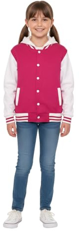 A2Z 4 Kids Girls Boys Hooded Varsity Baseball Jacket Lightweight Coat | Classic Hooded Baseball Jacket for Casual Wear and Everyday Comfort