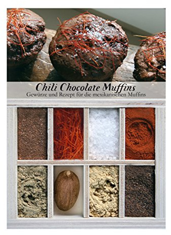 Chili Chocolate Muffins – 8 Gewürze für die mexikanischen Muffins (60g) – in einem schönen Holzkästchen – mit Rezept und Einkaufsliste – Geschenkidee für Feinschmecker – von Feuer & Glas