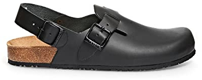Abeba Clog 8045 - Nature Glattleder schwarz mit Korkfußbett, 39 EU