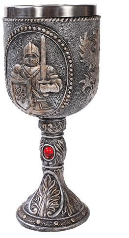 Mittelalter Ritter Weinkelch aus Polyresin mit Edelstahl Rand