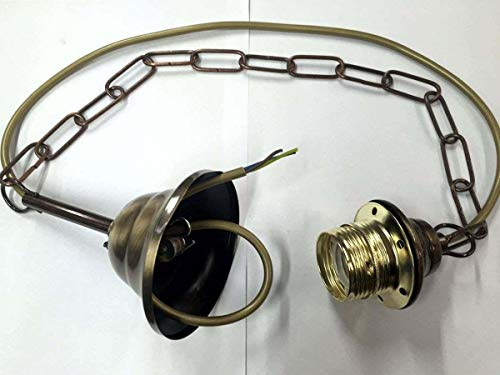 Kit Pendelleuchte Farbe Bronze, Rosette, Kette und Lampenfassung E27 antik für Lampen