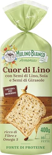 Mulino Bianco Pan Bauletto Cuor di Lino, Ricco di Fibre, Senza Olio di Palma, 400 g