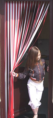 Slat type Door Curtain,Door curtain,Fly Blind,Strip Blind-RED & WHITE 80cm wide x 200cm drop