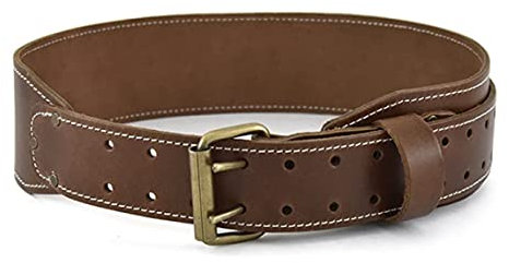 Style N Craft - 3 Wide Tapered Full-Grain Leather Work Belt, Durable and Rugged Belt, Dark Tan (98437)