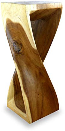 livasia Massivholzsäule gedrehtes Podest Blumensäule hoher Beistelltisch (Handarbeit) Blumenhocker (Natur)