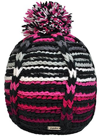 Toutacoo, Strickmütze Pudelmütze mit Bommel EVEREST, Handarbeit Pink Star