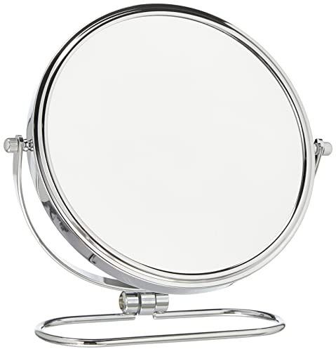 HIMRY Plegable Doble Cara Espejo cosmético 8 Inch, Aumento de 5 x, Giratorio 360 °. Espejo Cosmético – Espejo de Mesa, 2 Espejo: Normal y 5 – aumentos, Cromado, kxd3125 – 5 x
