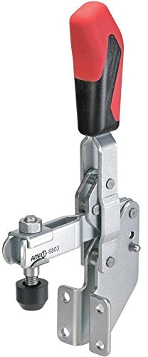 AMF 90340 Vertical Acting Toggle Clamp 6803, Size 4, with Angle Base, Silver/Red