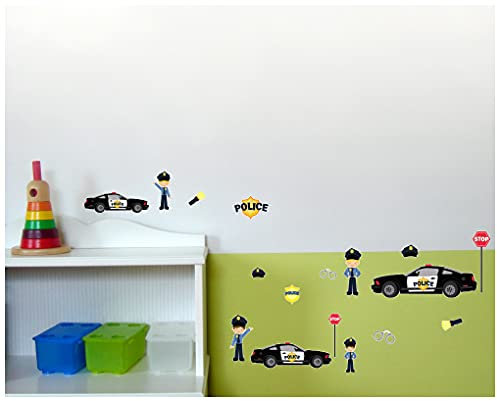 Polizia Adesivo da parete Set da 17 pezzi auto della polizia adesivi da parete multicolore 2x 16x26cm