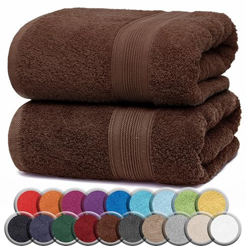 NatureMark 2er Pack SAUNATÜCHER Premium Qualität 80x200cm SAUNATUCH Sauna-Handtuch 100% Baumwolle Farbe: Schoko Braun