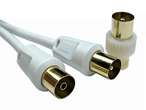 Quality 1.5m White TV Aerial Cable - Male to Female (1.5 Metres)