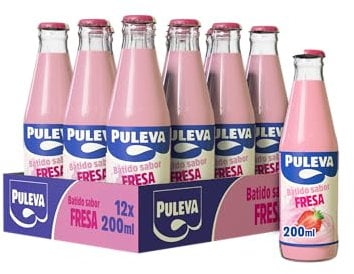 Batido Puleva de Fresa botella cristal 200ml – Pack 12 unidades