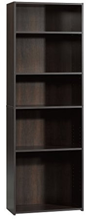 Sauder Beginnings - Estantería de 5 estantes, estantería con estantes de Almacenamiento Ajustables, 62,4 cm de Largo x 29,2 cm de Ancho x 180,8 cm de Alto, Color Cereza Canela