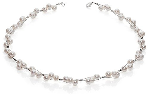 Kette Collier Süßwasser Perlen Zuchtperlen creme weiß Hochzeit Brautschmuck Damen