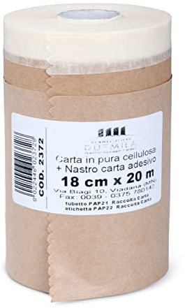 PENNELLIFICIO 2000 | Rotolo in Carta con Nastro Adesivo, Set Mascheratura, Protezione Pareti, Muri, Battiscopa, Mobili, Dimensioni 18 cm x 20 m – Made in Italy