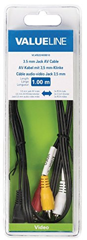 Câble Audio-vidéo Jack 3,5 mm mâle vers 3X RCA mâles 1,00 m Noir