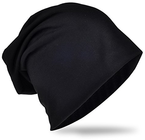 Miobo Slouch Beanie Mütze, Long, Unifarbe, Herren Damen, Schwarz