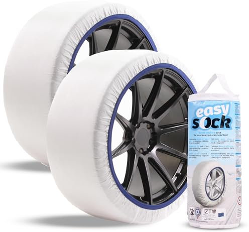 Easysock CAD8013 Textil-Schneeketten für Autos, Homologierte - EN 16662-1, Rutschfeste, strapazierfähige Ketten Größe S- Set mit 2 Ketten