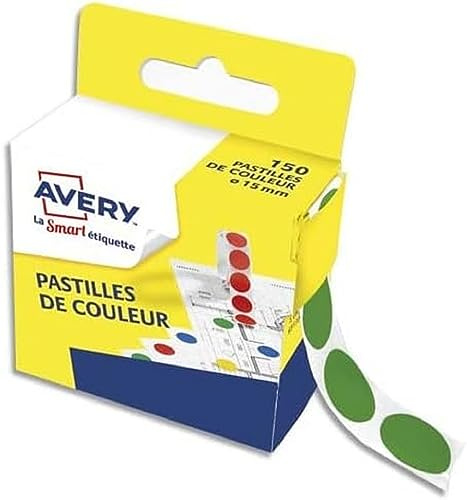 AVERY - Spenderbox mit 150 grünen Klebepunkten, Durchmesser 15 mm