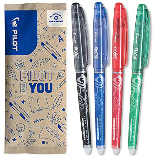 PILOT - 5er-Set Frixion Point - Tintenroller 0.5 mm mit löschbarer - Thermosensitiver Tinte - 1x Schwarz/Blau/Rot/Grün - Nachfüllbar - Zauberstift - Feiner Spitze
