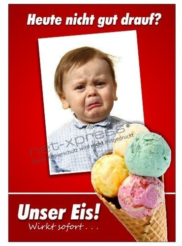 net-xpress Lustiges Eisplakat für die EIS-Werbung A1, Werbeplakat Plakat Poster Eiscafe