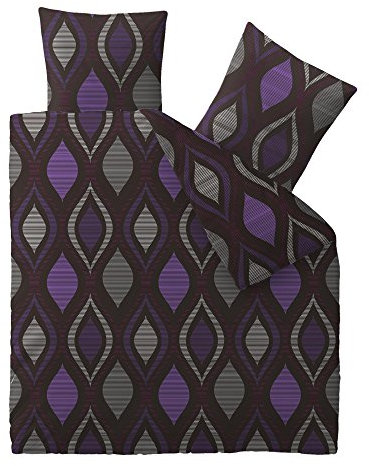 aqua-textil Concept Bettwäsche 200 x 200 cm 3teilig Mikrofaser Bettbezug Kristin Retro Grau Schwarz Violett