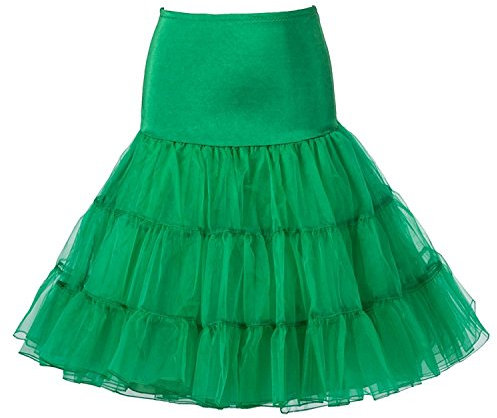 Boolavard Petticoat Underskirt Retro Vintage 50 Balançoire 1950 Rockabilly Blanc, Noir, Bleu, Rose, Rouge (L-XL, Vert)