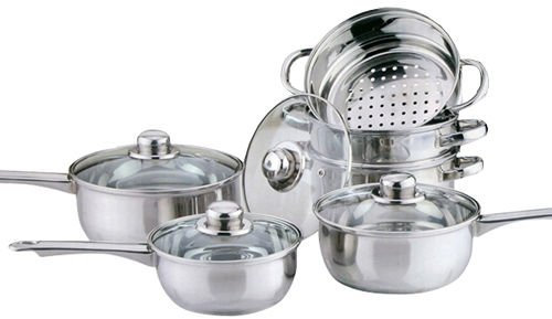 6Pc Stainless Steel Cookware Set - Includes 3 Steamers & 3 Saucepans with Ventilated Glass Lids | Mirror Polished, Handles, Kitchenware | Strong Quality, Long Lasting & Durable