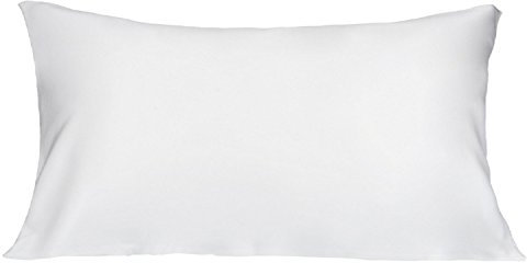 Lulusilk Kopfkissenbezug, 100 % reine Seide, 19 Momme, mit verdecktem Reißverschluss, 1 Stück 40 x 80 cm weiß