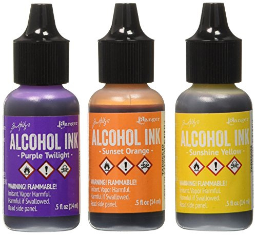 Tim Holtz Alcohol Ink .5oz 3/Pkg, Summit View-Sunshine/Sunset/Pure Twilght