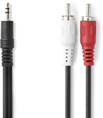 NEDIS, CAGP22200BK30 Cavo Audio Stereo | Maschio da 3,5 mm - 2x RCA maschio | 3.0 m | Nero, black, red, white