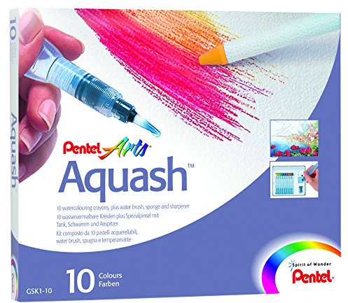 Pentel Aquash 10 wasservermalbare Kreiden und Spezialpinsel