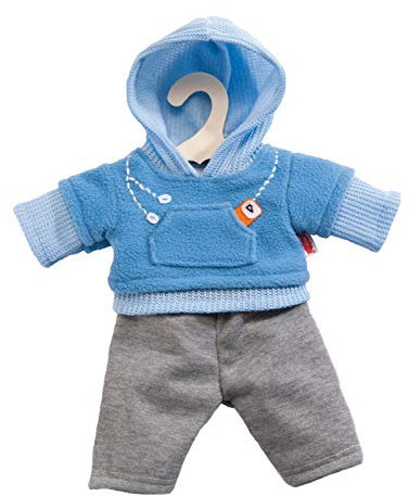 Heless 1240 - Jogginganzug für Puppen, 2-teilig, in den Farbvarianten Blau oder Rosa, 1 von 2 Designs (zufällige Auswahl), Größe 28 - 33 cm
