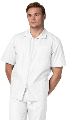 Adar Universal Scrubs for Men - Zippered Short Sleeved Scrub Jacket