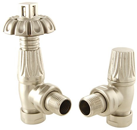 SMR Bathrooms SN Gothic Traditional Thermostatic Radiator Valve-Silver (Angled TRV)