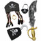 JOYIN Halloween Piraten Kostüm Set inklusive Hut, Augenklappe, Schwert, Ohrring und Haken Kostüm Set für Fasching Karneval Piratenparty