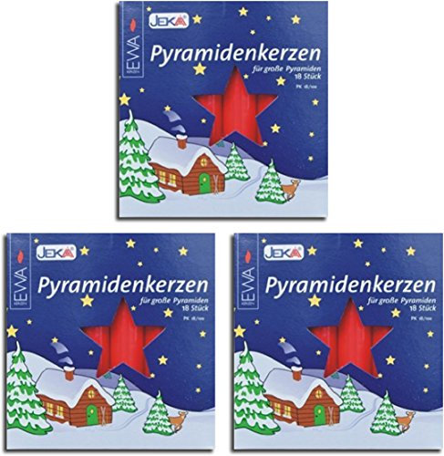 Pyramidenkerzen 54 Stück rot 17x100 mm ( 3 Pack a 18 Stück) – MEGAPACK