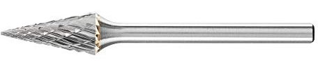 PFERD HM-Frässtift, Spitzkegelform SKM, Zahnung 3 PLUS, Frässtift-ø 6mm, Schaft-ø 3mm, Länge 43mm, 21215083 – für universelle Anwendungen auf den wichtigsten industriell verwendeten Werkstoffen