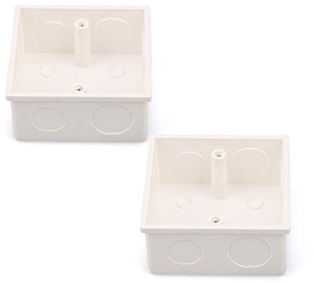 2 Pcs 86x86x38mm White PVC Flush-Type Wall Mounted Single Gang Junction Box