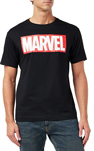 MARVEL Men's Marvel Comics - Core Logo T Shirt, Black, S UK