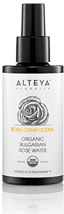Alteya Organic Eau de rose bulgare 100ml Spray en bouteille de verre - Certifiée 100% organique USDA, Pure, naturelle, authentique Eau florale distillée à la vapeur Rosa Damascena bulgare
