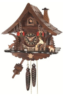 Engstler Kuckucksuhr Schwarzwaldhaus mit beweglichem Holzhacker EN 471