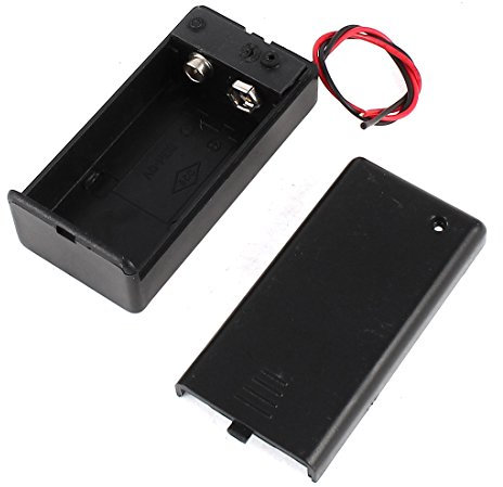 sourcing map Noir Plastique 9V Batterie Support Stockage Boîtier on/Off Interrupteur avec Cap
