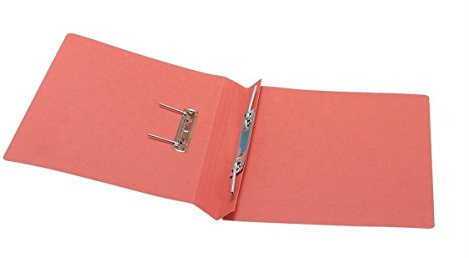 5 Star Office Transfer Spring File Foolscap (50 Pack) with Pocket Red Folders for Documents 285gsm Capacity 38mm