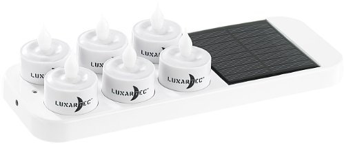 Lunartec Mini Teelichter: 6 LED-Akku-Teelichte mit Dekogläsern & Solar-Ladestation (Mini LED Teelicht, Kleine LED Teelichter, Solarleuchten)