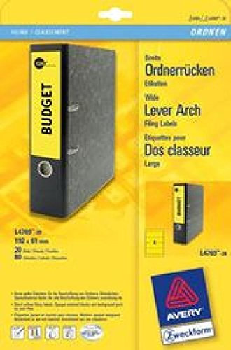 Rückenschild I+L+K kurz/br ge A4 61x192mm 20Bl=80St