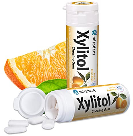 6x Miradent Xylitol Chewing Gum Zahnpflegekaugummis 30 Stück Dose fresh fruit (6x 30g)