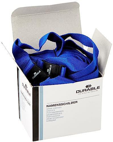 Durable Textilband (mit Sicherheitsverschluss, 44 x 20 mm) Packung à 10 Stück, blau, 813707